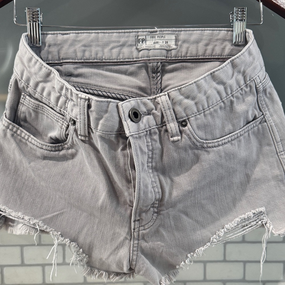 Free People Light Gray Jean Shorts size W28